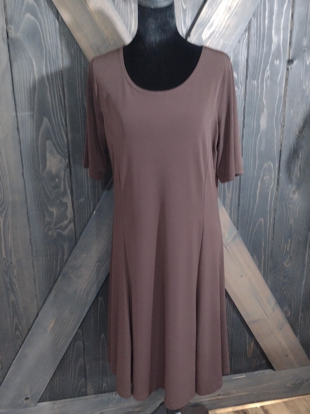 Susan GraverBrown Scoop Neck A-Line Women's Dress Sz Small